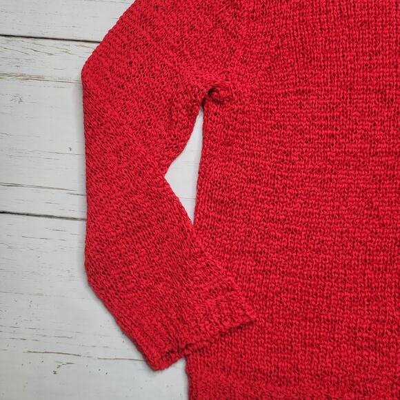 J Crew Montauk Pullover Sweater Vintage Red Loose Knit Wide Neck Relaxed Small - Picture 6 of 8